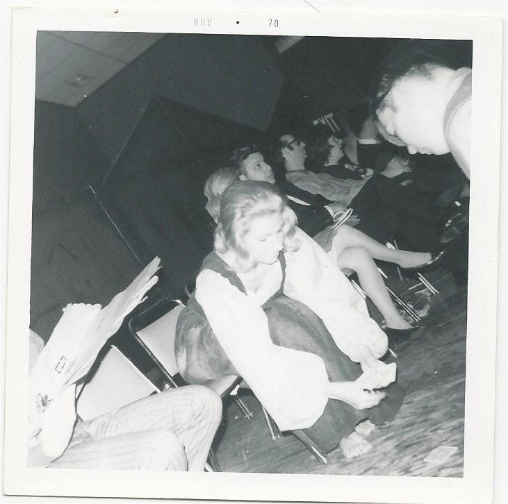 Carol Corey as Shtetel member telling an audience member's fortune during intermission