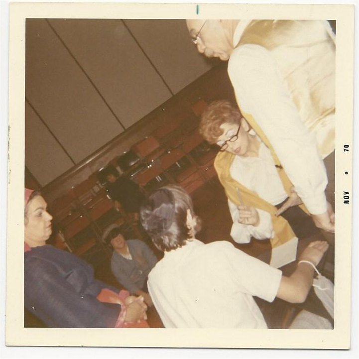 Irene Braverman as the mother with Brian Gordon as her son with Virginia Hutchens as the Tutor in Gymnasium; the High School, a short story by Shalom Aleichem
