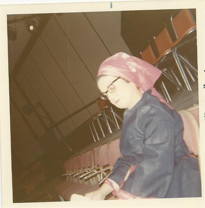 Irene Braverman reviewing her lines during a rehersal of The World of Shalom Aleichem
