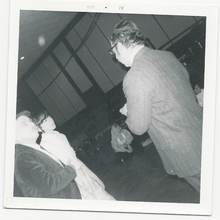 Julian Barnett, as the father, and Brian Gordan, as the son, meeting with Jerry Leibowitz, as the Principal of the High School, during The World of Shalom Aleichem